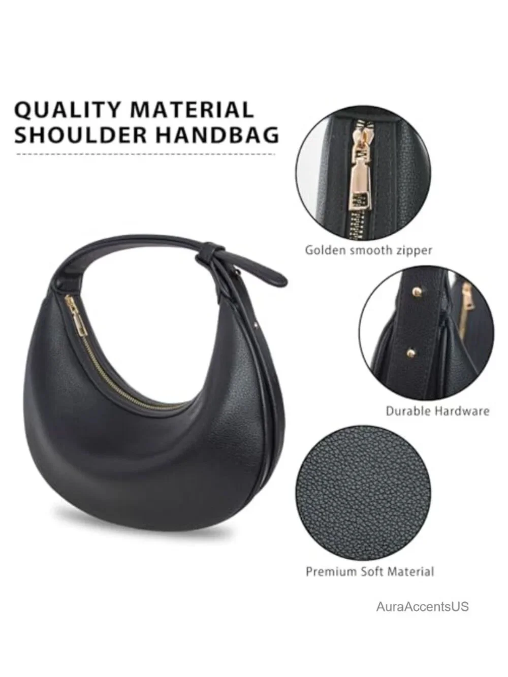Large Crescent Crossbody Hobo Purse with Adjustable Strap Leather